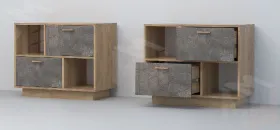 Тумба Т-1 ПД  Эго Дуб Крафт Золотой/Камень Темный