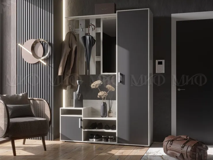 Прихожая Визит (крафт белый/графит)