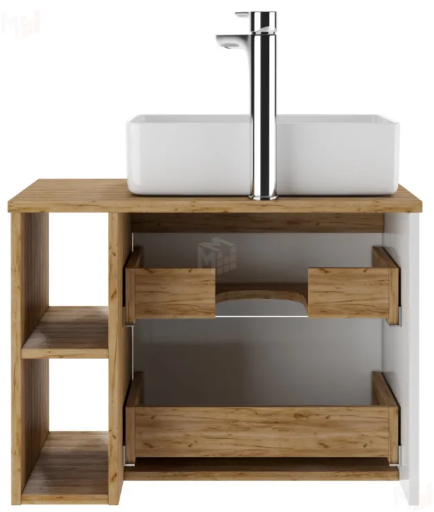 Тумба подвесная под умывальник "Joy 46" Frost 70 с двумя ящиками В2 Домино