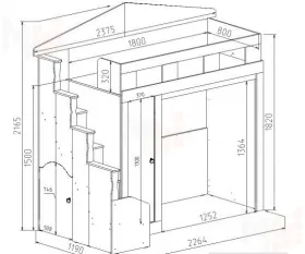 Кровать-чердак с нишей Фанки Хоум 11004