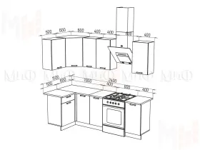 Кухня угловая Техно New 1,1*1,8 Пудра софт/Графит софт