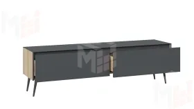 Тумба ТВ Глосс  с опорами - СМ-319.03.011 Яблоня Беллуно, Cтекло Графит матовый