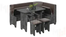 Кухонный уголок Техас Исп.1 Ателье темный, Экокожа коричневая