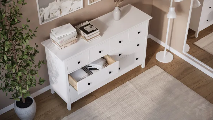 Комод КЫМОР 8 ящиков белый