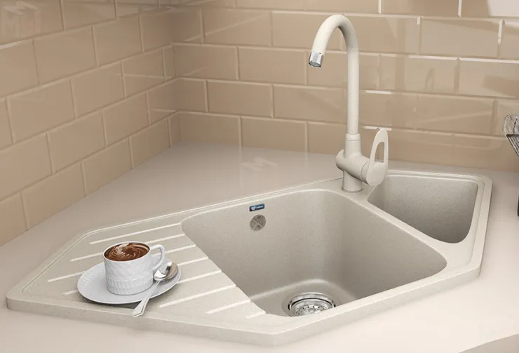 Угловая двухсекционная мойка ULGRAN U-409