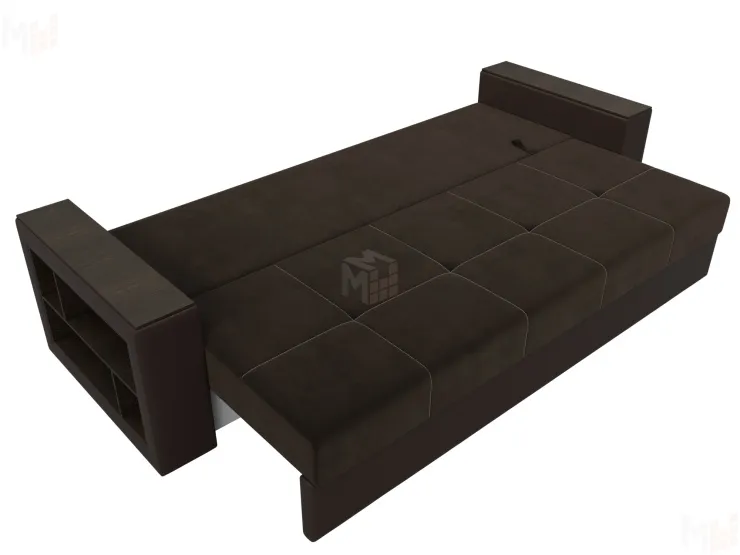 Диван прямой Дубай Лайт полки слева ( Коричневый )