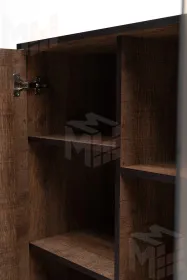 Стеллаж Копенгаген со стеклом (венге/черный матовый)