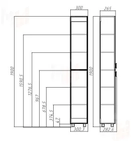 Пенал напольный Loko 30 левый/правый без ящика Домино