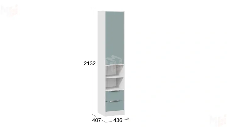 Шкаф комбинированный Марли - 403.005.000 Белый Серо-голубой