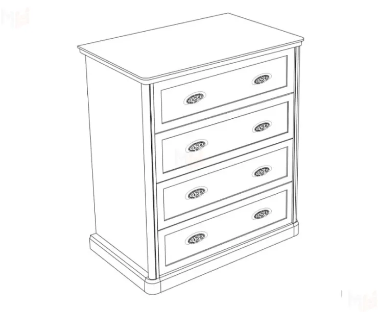 Комод Натали 4 ящ. узкий белый глянец