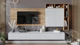 Гостиная Глосс №9 -  ГН 319.09 Яблоня Беллуно, Стекло Белый глянец