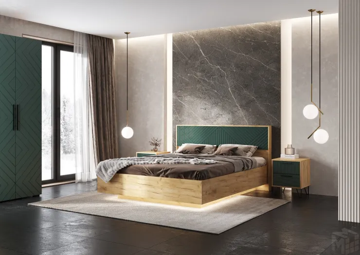 Тумба прикроватная Флэш (дуб крафт/браш мени грин) 2 шт