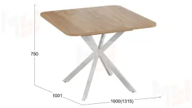 Стол обеденный раздвижной Лиссабон Тип 1 Белый муар, Дуб Крафт золотой