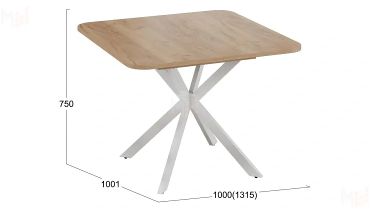 Стол обеденный раздвижной Лиссабон Тип 1 Белый муар, Дуб Крафт золотой