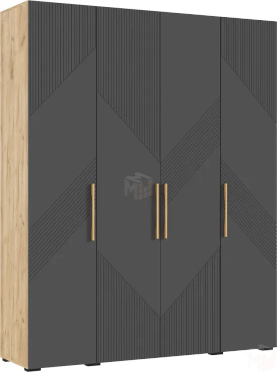 Ирис Шкаф 4-х ств.(1800) (Браш Графит, Дуб Крафт)