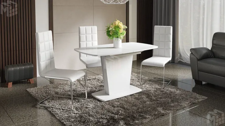 Стол раздвижной «Честер» Тип 2 Белый, Стекло белый глянец (оптивайт)