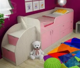 Детская кровать Фанки Кидз 9 с тумбой-лестницей 13/19СВ