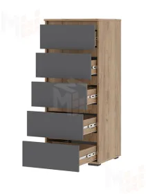 Комод Хелен КМ 03 502 5 ящиков дуб крафт золото - серый графит