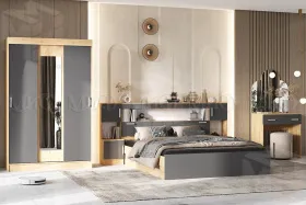 Спальный гарнитур Бася крафт/графит