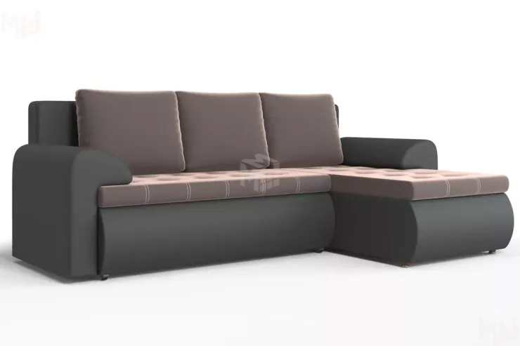 Угловой диван Ванкувер (правый)  Коричневый, Черный