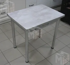 Стол Ломберный поворотно-раскладной с ящиком 780х580 (цемент светлый) ножки хром