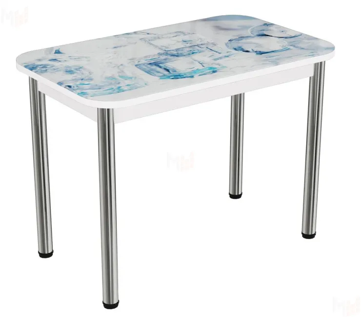 Стол прямоугольный с фотопечатью Кубики льда, ноги прямые