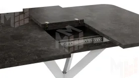 Стол обеденный раздвижной Лиссабон Тип 1 Белый муар, Ателье темный