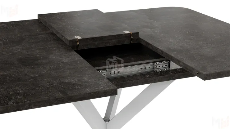 Стол обеденный раздвижной Лиссабон Тип 1 Белый муар, Ателье темный