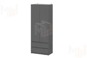 Шкаф двухстворчатый Денвер с ящиками Графит серый