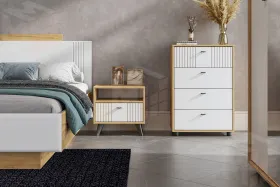 Тумба прикроватная Милан Дуб Золотой/Белый Матовый