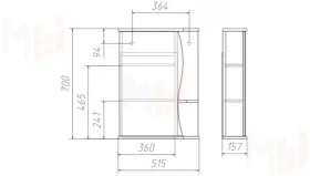 Зеркало-шкаф Волна-1 50 см левый