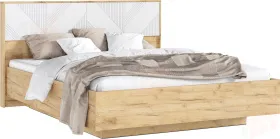 Ирис Кровать парящая 1,6м с ПМ с подсветкой (Браш Вайт/Дуб Крафт, Дуб Крафт)