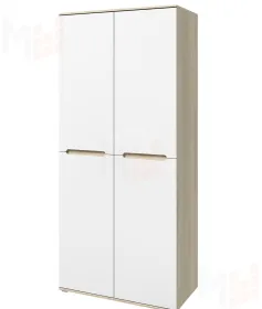 Шкаф 2-х дверный Ким (сонома/белый глянец)