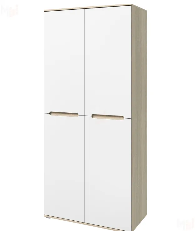 Шкаф 2-х дверный Ким (сонома/белый глянец)