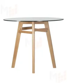 Стол обеденный DOBRIN HENRY`90 GLASS (столешница стекло, деревянное основание)