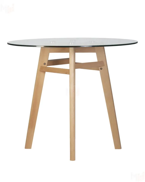 Стол обеденный DOBRIN HENRY`90 GLASS (столешница стекло, деревянное основание)