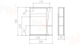Зеркало-шкаф Волна-1 55 см левый