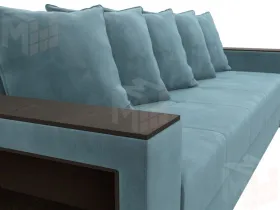 Диван прямой Дубай Лайт полки слева ( Бирюзовый )