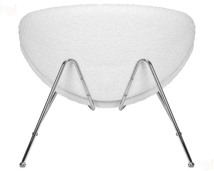 Кресло дизайнерское DOBRIN EMILY (белый (букле) ткань , хромированная сталь)