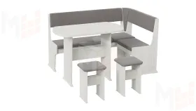 Кухонный уголок Рио Дуб крафт белый, Микровелюр Duna Steel