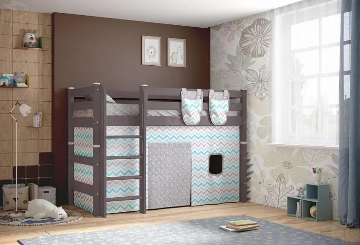 Полувысокая кровать Соня 5 с прямой лестницей (Лаванда)