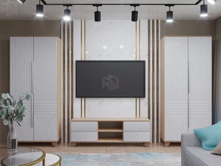 Гостиная Копенгаген дуб сонома/белый матовый вариант 4