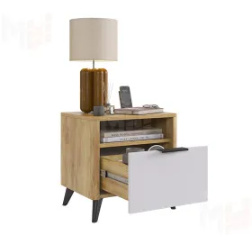 Тумба Адам  прикроватная дуб крафт золотой/белое дерево