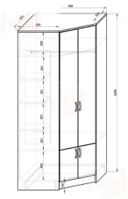 Шкаф угловой Капитан КП-13/15