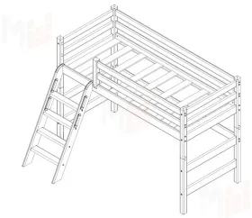 Полувысокая кровать Соня-6 с наклонной лестницей