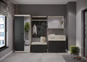 Прихожая СОНАТА Композиция №1 Дуб Крафт белый - Антрацит