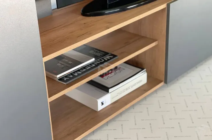 Стенка в гостиную Бери дуб крафт золотой/графит