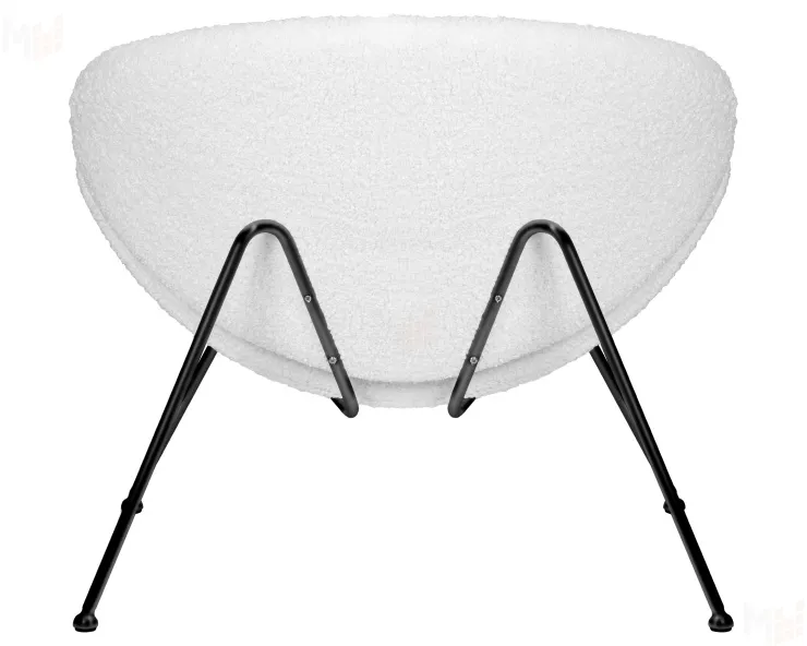 Кресло дизайнерское DOBRIN EMILY (белый (букле) ткань, черное основание)