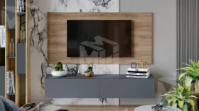 Гостиная Порто №7 - ГН-393.007 Яблоня Беллуно, Графит софт