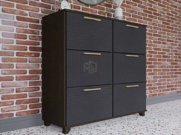 Обувница Копенгаген 6 ящиков (венге/черный матовый)